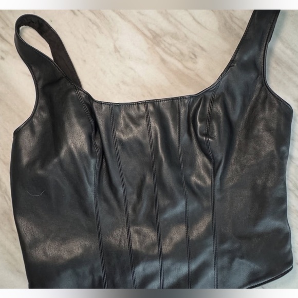 Abercrombie & Fitch Black Leather Crop Top - Picture 3 of 3